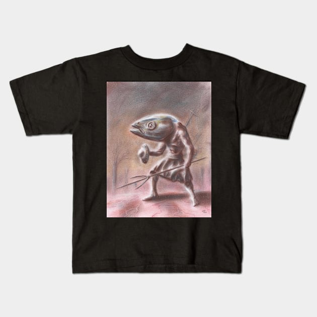 Tunnyhead Warrior Kids T-Shirt by EderArt